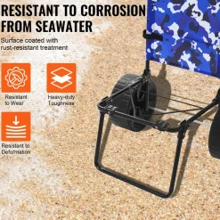 VEVOR Beach Dolly with Big Wheels for Sand, 15.4" x 15.7" Cargo Deck, w/ 10" PE Solid Wheels, 69LBS Loading Capacity Folding Sand Cart, Heavy Duty Cart for Picnic, Camping, Fishing, Beach, Gardening