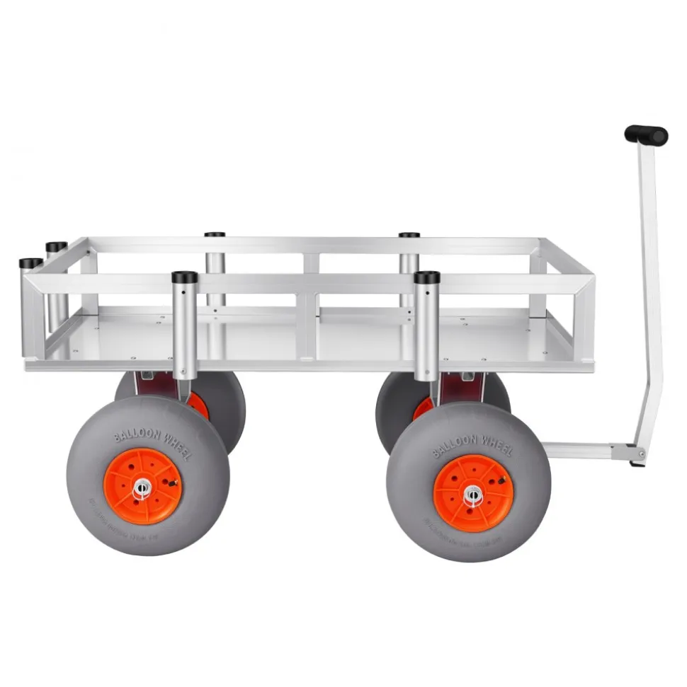 VEVOR Beach Fishing Cart, 350 lbs Load Capacity, Fishing Cart Wagon with Heavy-Duty Aluminum Alloy Frame, 13-Inch All-Terrain PU Balloon Tires, 6 Rod Holders, for Outdoor Activities Camping Picnic