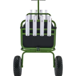 VEVOR Beach Fishing Cart, 300 lbs Load Capacity, Foldable Fish and Marine Cart with Four 11" Big Wheels Rubber Balloon Tires, Heavy-Duty Steel Pier Wagon Trolley with 8 Rod Holders for Picnic