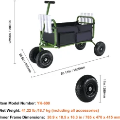 VEVOR Beach Fishing Cart, 300 lbs Load Capacity, Foldable Fish and Marine Cart with Four 11