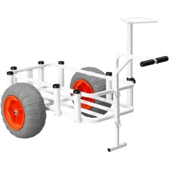 VEVOR Beach Fishing Cart, 350 lbs Load Capacity, Fishing Cart Wagon with Heavy-Duty Aluminum Alloy Frame, 16.5 in All-Terrain PU Balloon Tires, 8 Rod Holders, for Outdoor Activities Camping Picnic