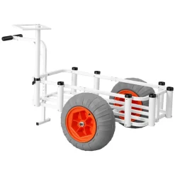VEVOR Beach Fishing Cart, 350 lbs Load Capacity, Fishing Cart Wagon with Heavy-Duty Aluminum Alloy Frame, 16.5 in All-Terrain PU Balloon Tires, 8 Rod Holders, for Outdoor Activities Camping Picnic