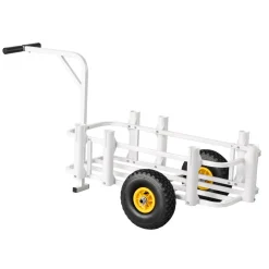 VEVOR Beach Fishing Cart, 200 lbs Load Capacity, Fishing Cart Wagon with Heavy-Duty Carbon Steel Frame, 11 in All-Terrain Tires, 7 Rod Holders, Easy to Clean, for Outdoor Activities Camping Picnic