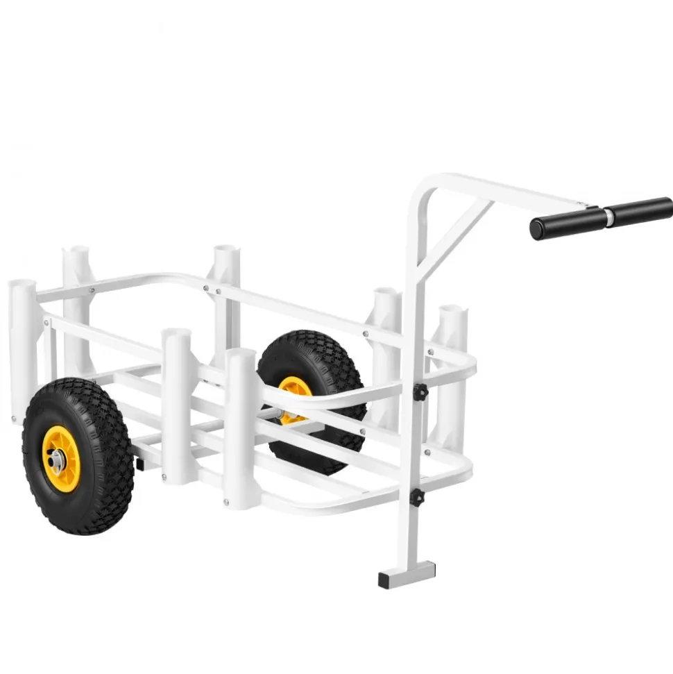 VEVOR Beach Fishing Cart, 200 lbs Load Capacity, Fishing Cart Wagon with Heavy-Duty Carbon Steel Frame, 11 in All-Terrain Tires, 7 Rod Holders, Easy to Clean, for Outdoor Activities Camping Picnic