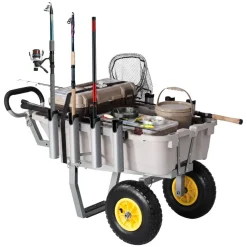 VEVOR Beach Fishing Cart, 200 lbs Load Capacity, Fishing Cart with Poly Bed, Heavy-Duty Aluminum Alloy Frame, 13-Inch All-Terrain Tires, 8 Rod Holders, Strap, Easy to Clean, for Outdoor Camping Picnic