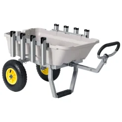 VEVOR Beach Fishing Cart, 200 lbs Load Capacity, Fishing Cart with Poly Bed, Heavy-Duty Aluminum Alloy Frame, 13-Inch All-Terrain Tires, 8 Rod Holders, Strap, Easy to Clean, for Outdoor Camping Picnic
