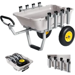 VEVOR Beach Fishing Cart, 200 lbs Load Capacity, Fishing Cart with Poly Bed, Heavy-Duty Aluminum Alloy Frame, 13-Inch All-Terrain Tires, 8 Rod Holders, Strap, Easy to Clean, for Outdoor Camping Picnic