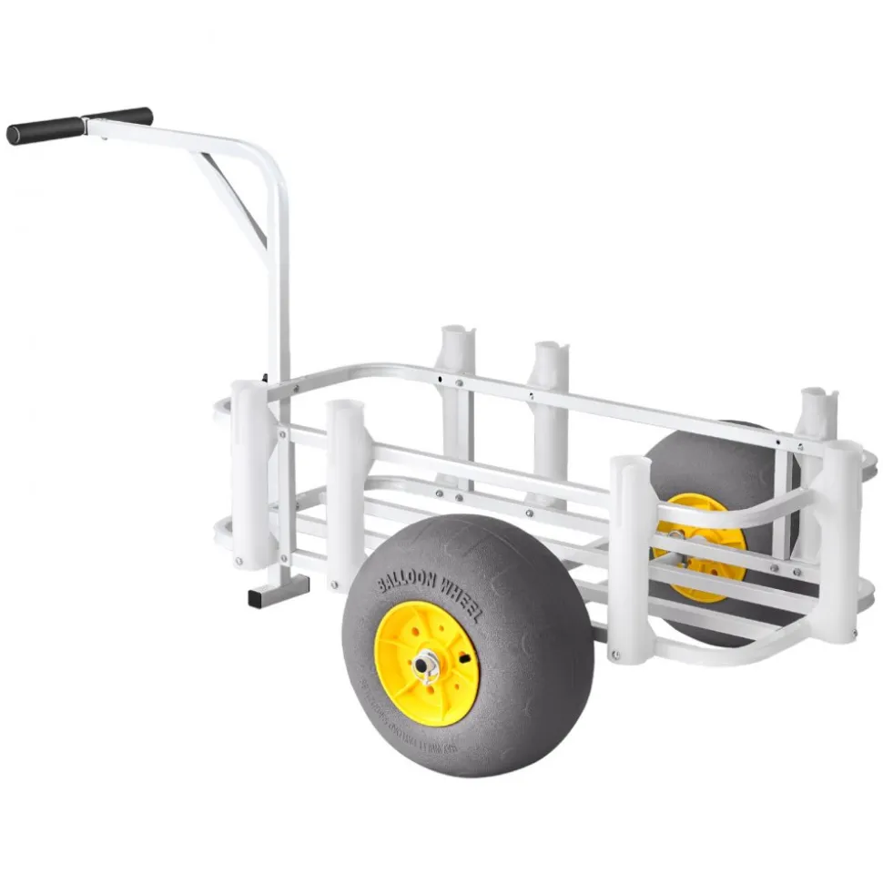 VEVOR Beach Fishing Cart, 200 lbs Load Capacity, Fishing Cart Wagon with Heavy-Duty Carbon Steel Frame, 13-Inch All-Terrain PU Balloon Tires, 7 Rod Holders, for Outdoor Activities Camping Picnic