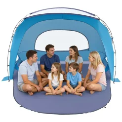 VEVOR Beach Tent Sun Shelter for 6 Person, UPF 50+ Protection, Portable Sun Shade Canopy with Carrying Bag & Sand Pockets, Lightweight and Easy Setup Beach Umbrella for Family Camping Outdoor Picnic