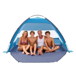 VEVOR Beach Tent Sun Shelter for 4 Person, UPF 50+ Protection, Portable Sun Shade Canopy with Carrying Bag & Sand Pockets, Lightweight and Easy Setup Beach Umbrella for Camping Fishing Outdoor Picnic