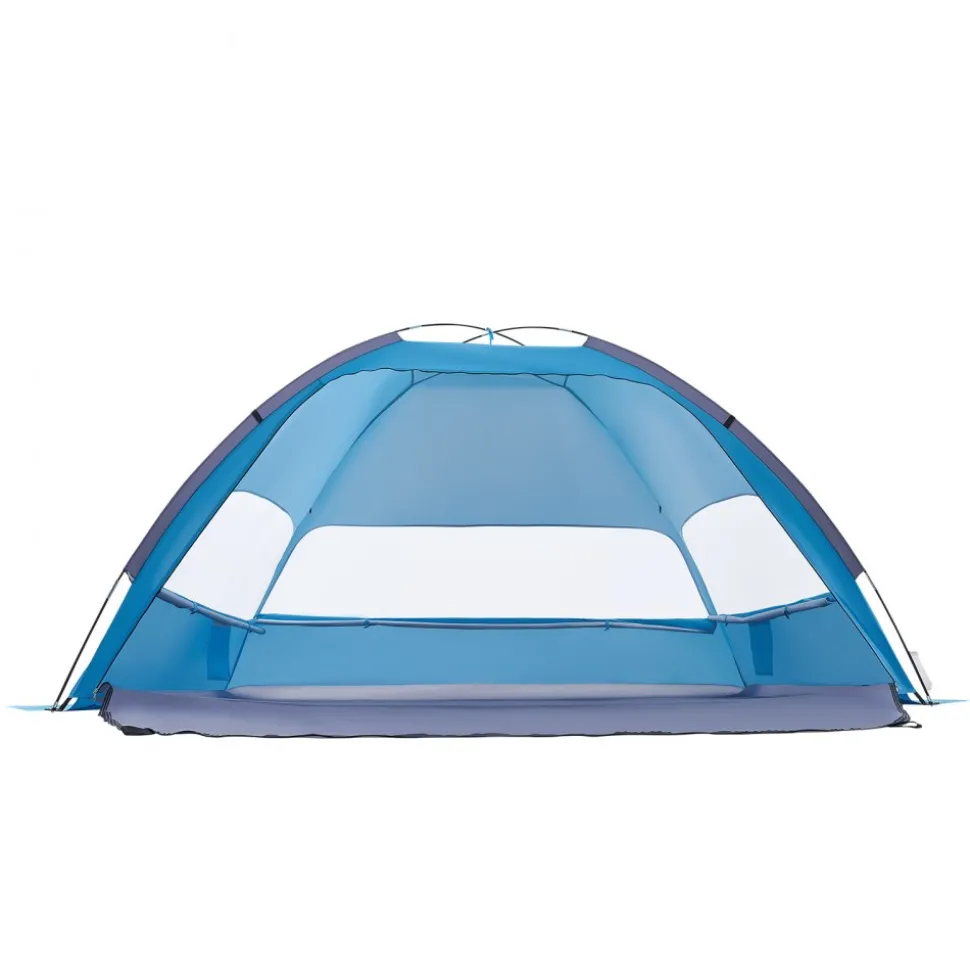 VEVOR Beach Tent Sun Shelter for 4 Person, UPF 50+ Protection, Portable Sun Shade Canopy with Carrying Bag & Sand Pockets, Lightweight and Easy Setup Beach Umbrella for Camping Fishing Outdoor Picnic
