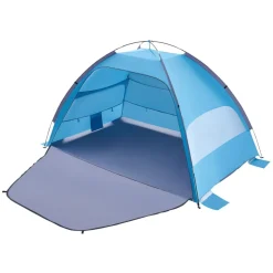 VEVOR Beach Tent Sun Shelter for 4 Person, UPF 50+ Protection, Portable Sun Shade Canopy with Carrying Bag & Sand Pockets, Lightweight and Easy Setup Beach Umbrella for Camping Fishing Outdoor Picnic