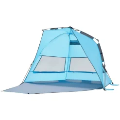 VEVOR Beach Tent Sun Shelter for 3 Person, UPF 50+ Protection, Portable Sun Shade Canopy with Carrying Bag & Ground Stakes, Lightweight and Easy Setup Beach Umbrella for Camping Fishing Outdoor Picnic