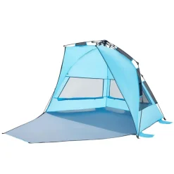VEVOR Beach Tent Sun Shelter for 4 Person, Pop Up Beach Tent UPF 50+ Protection, Portable Sun Shade Canopy with Carrying Bag and Sand Pockets, Easy Setup Umbrella for Camping Fishing Outdoor Picnic