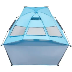 VEVOR Beach Tent Sun Shelter for 4 Person, Pop Up Beach Tent UPF 50+ Protection, Portable Sun Shade Canopy with Carrying Bag and Sand Pockets, Easy Setup Umbrella for Camping Fishing Outdoor Picnic