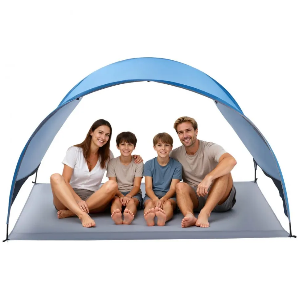 VEVOR Beach Tent Sun Shelter for 8 Person, UPF 50+ Protection, Portable Sun Shade Canopy with Carrying Bag & Sand Pockets, Lightweight and Easy Setup Beach Umbrella for Camping Fishing Outdoor Picnic