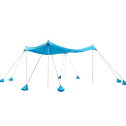VEVOR Beach Tent Sun Shelter, UPF50+ Sun Protection, 6.6 ft Tall, 10x10 ft, Easy Pop Up Beach Canopy with 8 Sandbags, Stability Poles, Sand Shovels, Portable Shade for Family Outings, Camping, Fishing