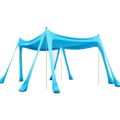 VEVOR Beach Tent Sun Shelter, UPF50+ Sun Protection, 6.6 ft Tall, 10 x 10 ft, Easy Pop Up Beach Canopy with Sandbags, Stability Poles, Sand Shovels, Portable Shade for Family, Camping, Fishing, Green