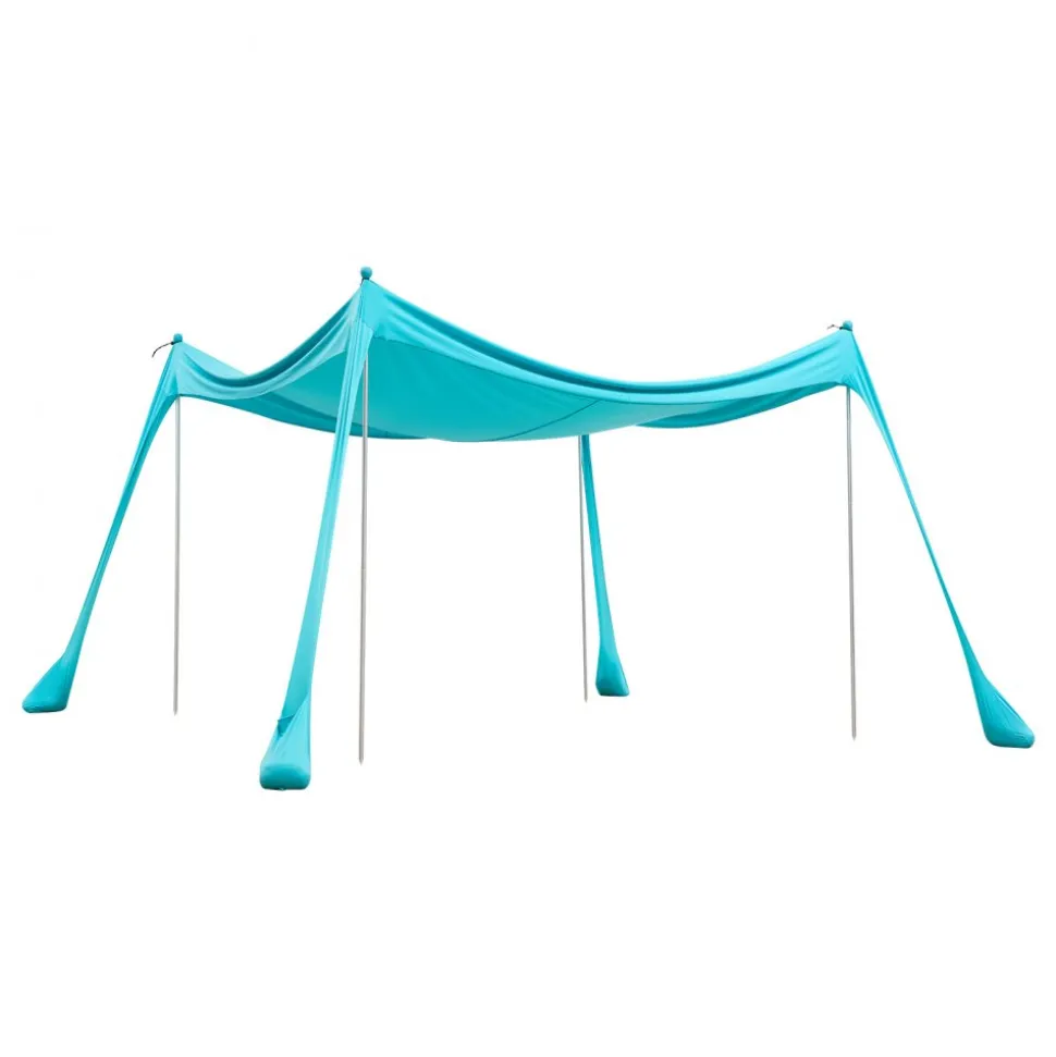 VEVOR Beach Tent Sun Shelter, UPF50+ Sun Protection, 6.6 ft Tall, 10 x 10 ft, Easy Pop Up Beach Canopy with Sandbags, Stability Poles, Sand Shovels, Portable Shade for Family Outings, Camping, Fishing
