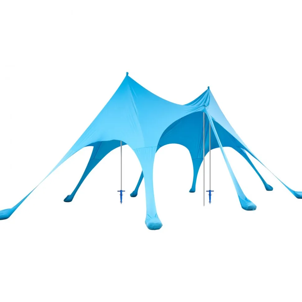 VEVOR Beach Tent Sun Shelter, UPF50+ Sun Protection, 9.2 ft Tall, 20 x 13 ft, Easy Pop Up Beach Canopy with Sandbags, Stability Poles, Sand Shovels, Portable Shade for Family Outings, Camping, Fishing