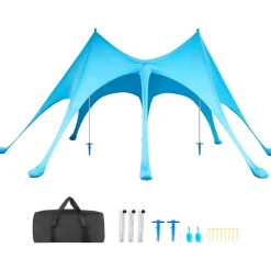 VEVOR Beach Tent Sun Shelter, UPF50+ Sun Protection, 9.2 ft Tall, 20 x 13 ft, Easy Pop Up Beach Canopy with Sandbags, Stability Poles, Sand Shovels, Portable Shade for Family Outings, Camping, Fishing