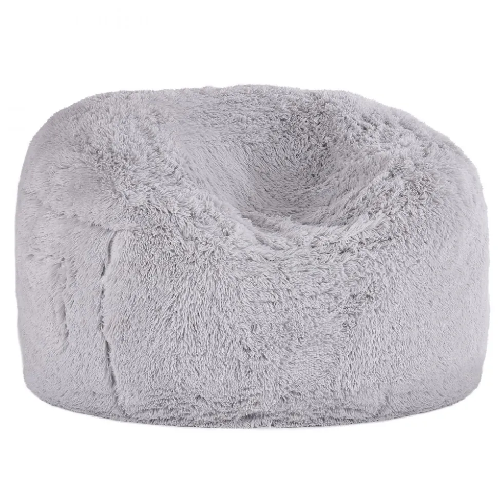 VEVOR Bean Bag Bed Chair, Convertible Chair from BeanBag to Lounge or Mattress, Gaint Bean Bag Chair Bed with Washable Cover for Adults, Fluffy Plush, Foam Filling and Side Pocket, Grey(Queen Size)