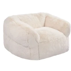 VEVOR Bean Bag Chair, BeanBag Sofa Chair with Armrests for Adults, Fluffy Plush & High-Density Foam Filling Adult Bean Bag with Zapper, Comfy Lazy Sofa Chair Ideal for Living Room, Bedroom, Beige