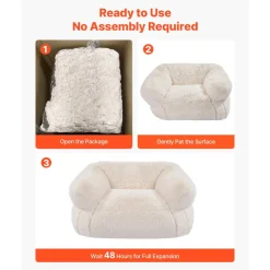 VEVOR Bean Bag Chair, BeanBag Sofa Chair with Armrests for Adults, Fluffy Plush & High-Density Foam Filling Adult Bean Bag with Zapper, Comfy Lazy Sofa Chair Ideal for Living Room, Bedroom, Beige