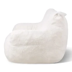 VEVOR Bean Bag Chair, 3 feet Bean Bag Chair with Soft Armrests and Storage Pocket, 25D Memory Foam Filled with Soft Teddy Velvet Cover, Bean Bag for Bedroom or Playroom, White
