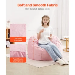 VEVOR Bean Bag Chair, 3 feet Round Bean Bag Chair with Removable and Washable Cover, 25D Memory Foam Filled with Soft and Smooth Dutch Velvet, Bean Bag for Bedroom or Playroom, Pink