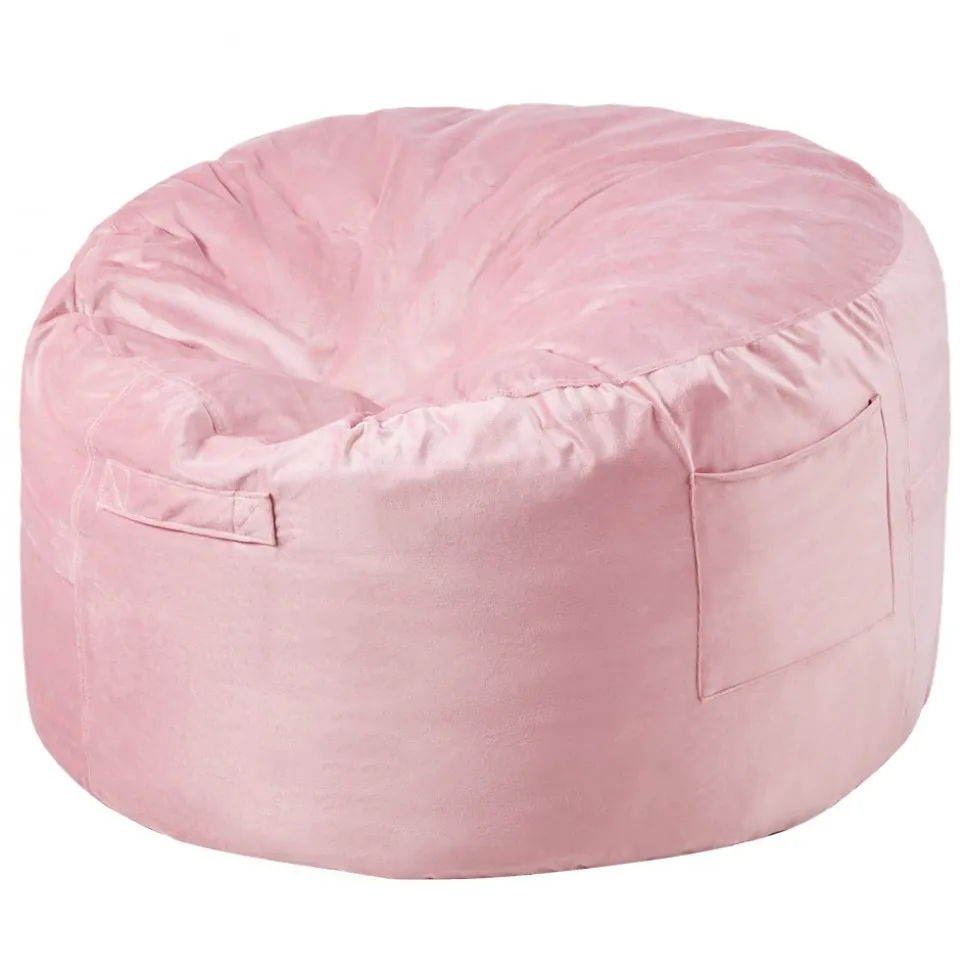 VEVOR Bean Bag Chair, 3 feet Round Bean Bag Chair with Removable and Washable Cover, 25D Memory Foam Filled with Soft and Smooth Dutch Velvet, Bean Bag for Bedroom or Playroom, Pink