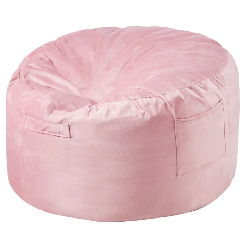 VEVOR Bean Bag Chair, 3 feet Round Bean Bag Chair with Removable and Washable Cover, 25D Memory Foam Filled with Soft and Smooth Dutch Velvet, Bean Bag for Bedroom or Playroom, Pink