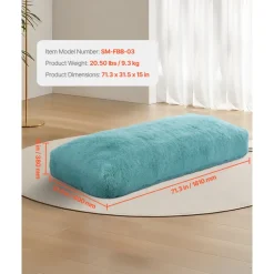 VEVOR Bean Bag Chair, Giant BeanBag Chair with Removable & Washable Cover for Adults, Fluffy Plush & High-Density Foam Filling Floor Adult Bean Bag with Zapper, Ideal for Living Room, Bedroom, Blue