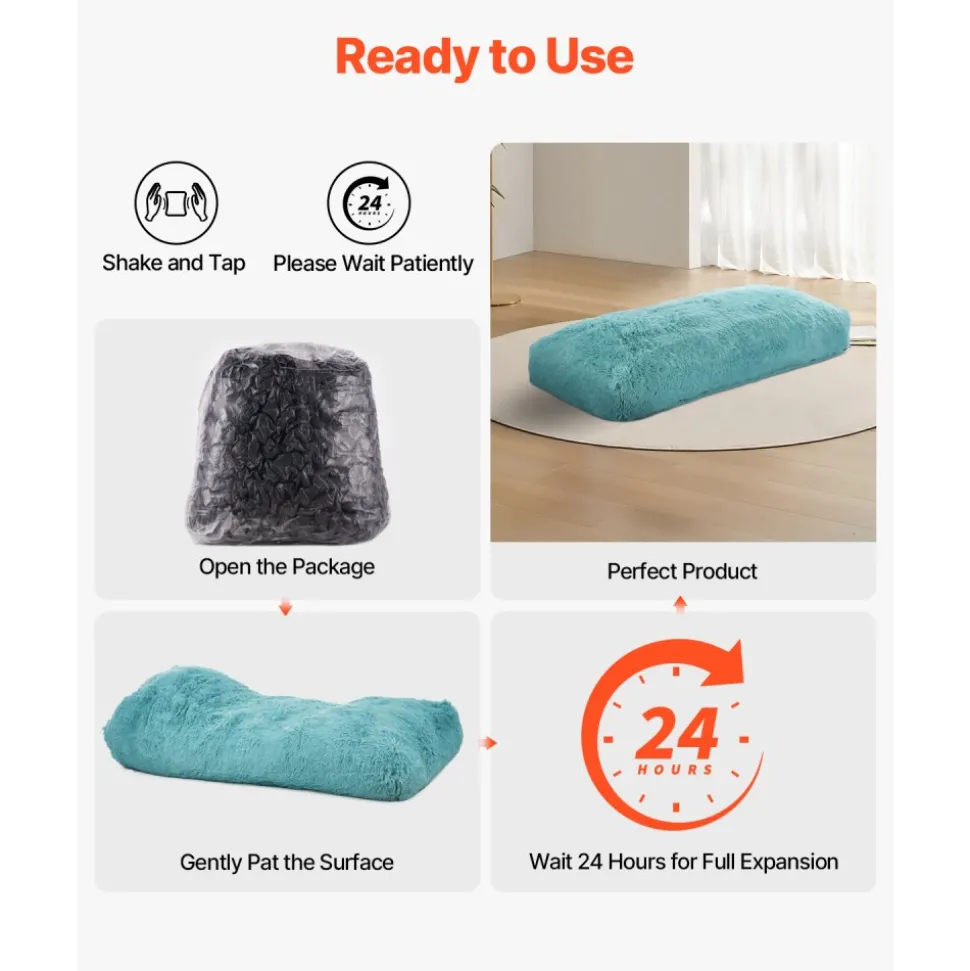 VEVOR Bean Bag Chair, Giant BeanBag Chair with Removable & Washable Cover for Adults, Fluffy Plush & High-Density Foam Filling Floor Adult Bean Bag with Zapper, Ideal for Living Room, Bedroom, Blue