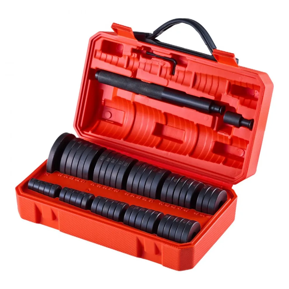 VEVOR Bearing Press Kit, 52 Pcs, Bearing Race and Seal Driver Set with 49 Bushings and Handle Shaft, Bushing Driver Tool Set, Heavy Duty Carbon Steel Removal Installation Tool Kit with Storage Case