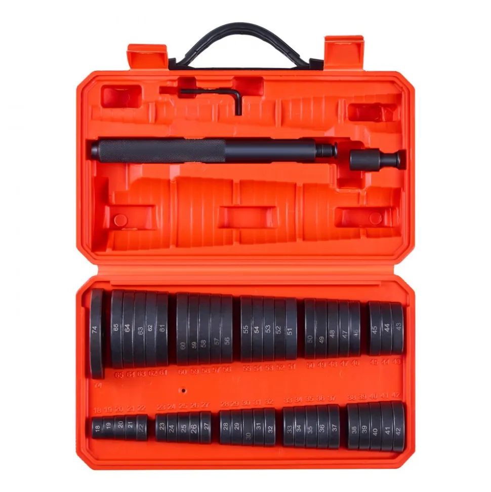 VEVOR Bearing Press Kit, 52 Pcs, Bearing Race and Seal Driver Set with 49 Bushings and Handle Shaft, Bushing Driver Tool Set, Heavy Duty Carbon Steel Removal Installation Tool Kit with Storage Case