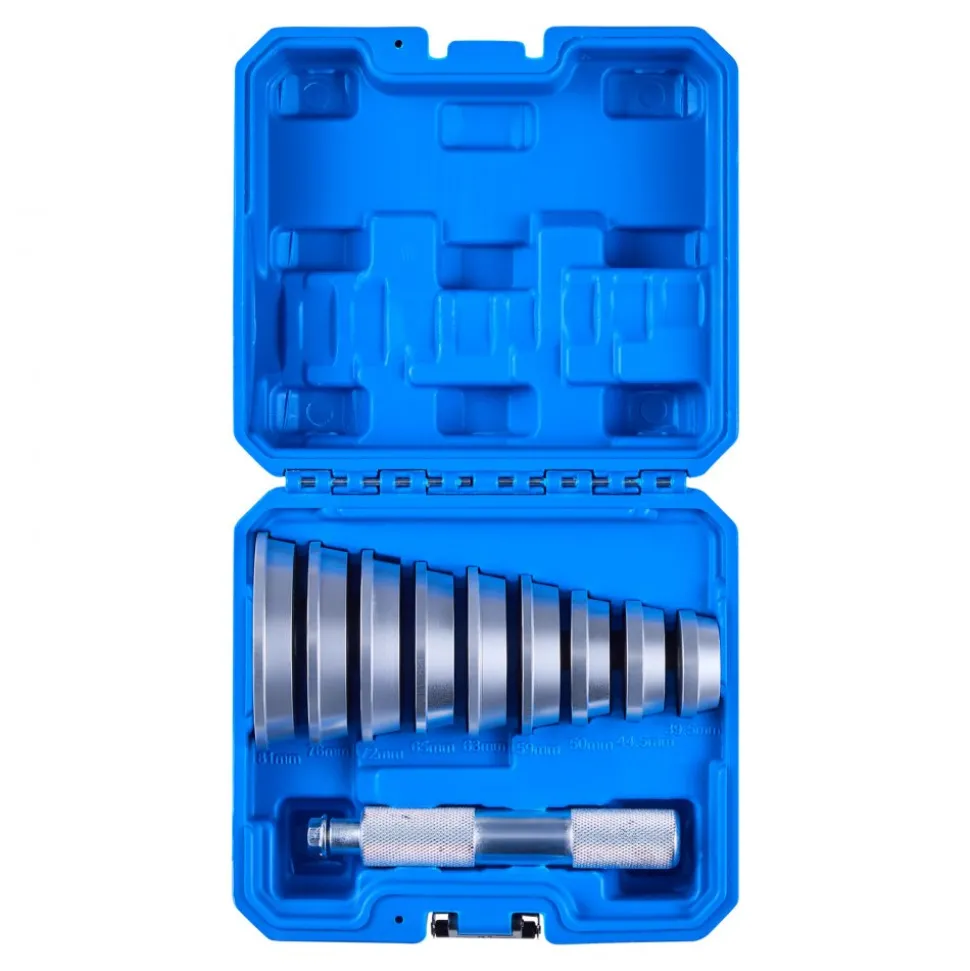VEVOR Bearing Press Kit, 10 Pcs, Bearing Race and Seal Driver Set with 9 Bushings and Handle Shaft, Bushing Driver Tool Set, Heavy Duty Aluminum Alloy Removal Installation Tool Kit with Storage Case