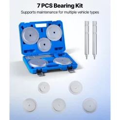 VEVOR Bearing Press Kit, 7 Pcs, Bearing Race and Seal Driver Set with 5 Bushings, Handle Shaft and Extension Rod, Bushing Driver Tool Set, Heavy Duty Removal Installation Tool Kit with Storage Case