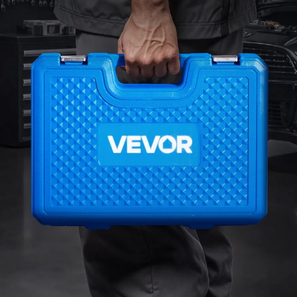 VEVOR Bearing Press Kit, 7 Pcs, Bearing Race and Seal Driver Set with 5 Bushings, Handle Shaft and Extension Rod, Bushing Driver Tool Set, Heavy Duty Removal Installation Tool Kit with Storage Case