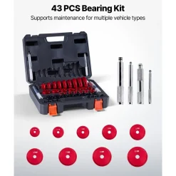 VEVOR Bearing Press Kit, 43 Pcs, Bearing Race and Seal Driver Set with 39 Bushings & Handle Shafts, Bushing Driver Tool Set, Heavy Duty Aluminum Alloy Removal Installation Tool Kit with Storage Case