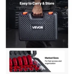 VEVOR Bearing Press Kit, 43 Pcs, Bearing Race and Seal Driver Set with 39 Bushings & Handle Shafts, Bushing Driver Tool Set, Heavy Duty Aluminum Alloy Removal Installation Tool Kit with Storage Case