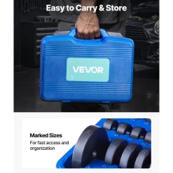 VEVOR Bearing Press Kit, 52+16 Pcs, 2 in 1 Bushing Driver Tool & Bearing Press Kit, Race and Seal Driver Set with 49 Bushings, 10 Collets, Slide Hammer, Heavy Duty Removal Installation Set with Case