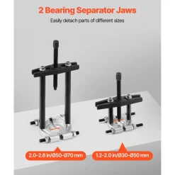 VEVOR Bearing Puller Kit, 14-Piece 5 Ton Capacity Bearing Separator, Pinion Wheel Bearing Removal Kit with 2-Inch and 2.8-Inch Jaws, Bearing Puller Set, Heavy Duty Bearing Splitter Tool Kit with Case