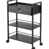 VEVOR Beauty Salon Trolley Cart, 3-Tier Hair Salon Stations Cabinet for Stylist with Lockable Drawer, MDF Rolling Storage Station with 4 Wheels (2 Lockable) for Beauty SPA Barbershop Tattoo