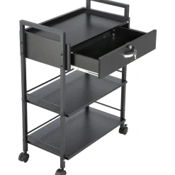 VEVOR Beauty Salon Trolley Cart, 3-Tier Hair Salon Stations Cabinet for Stylist with Lockable Drawer, MDF Rolling Storage Station with 4 Wheels (2 Lockable) for Beauty SPA Barbershop Tattoo