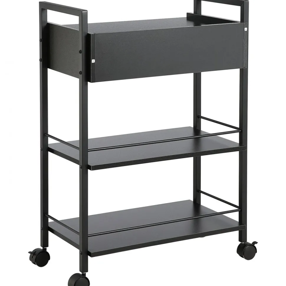 VEVOR Beauty Salon Trolley Cart, 3-Tier Hair Salon Stations Cabinet for Stylist with Lockable Drawer, MDF Rolling Storage Station with 4 Wheels (2 Lockable) for Beauty SPA Barbershop Tattoo