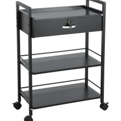 VEVOR Beauty Salon Trolley Cart, 3-Tier Hair Salon Stations Cabinet for Stylist with Lockable Drawer, MDF Rolling Storage Station with 4 Wheels (2 Lockable) for Beauty SPA Barbershop Tattoo