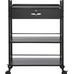 VEVOR Beauty Salon Trolley Cart, 3-Tier Hair Salon Stations Cabinet for Stylist with Lockable Drawer, MDF Rolling Storage Station with 4 Wheels (2 Lockable) for Beauty SPA Barbershop Tattoo