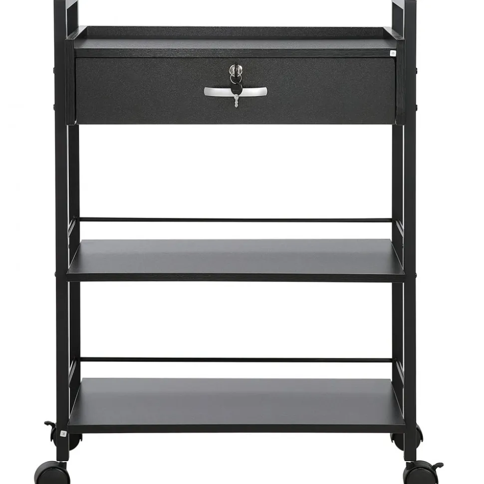 VEVOR Beauty Salon Trolley Cart, 3-Tier Hair Salon Stations Cabinet for Stylist with Lockable Drawer, MDF Rolling Storage Station with 4 Wheels (2 Lockable) for Beauty SPA Barbershop Tattoo