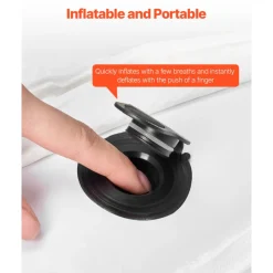 VEVOR Bed Bumper for Toddlers, 52-inch Inflatable Bed Guard Rail with Safety Flap, 2-Pack Toddler Bedrail Bumpers with Non-Slip Bottom & Machine-Washable Cover for Twin, Full, Queen and King Beds